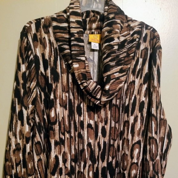 RUBY RD. Vintage Animal Print Turtleneck Blouse Size XL - Picture 1 of 4